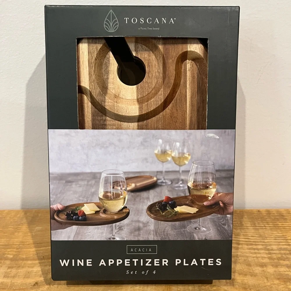 Toscana NWT‎ wine appetizer plates wood grain cocktail hour plates NWT